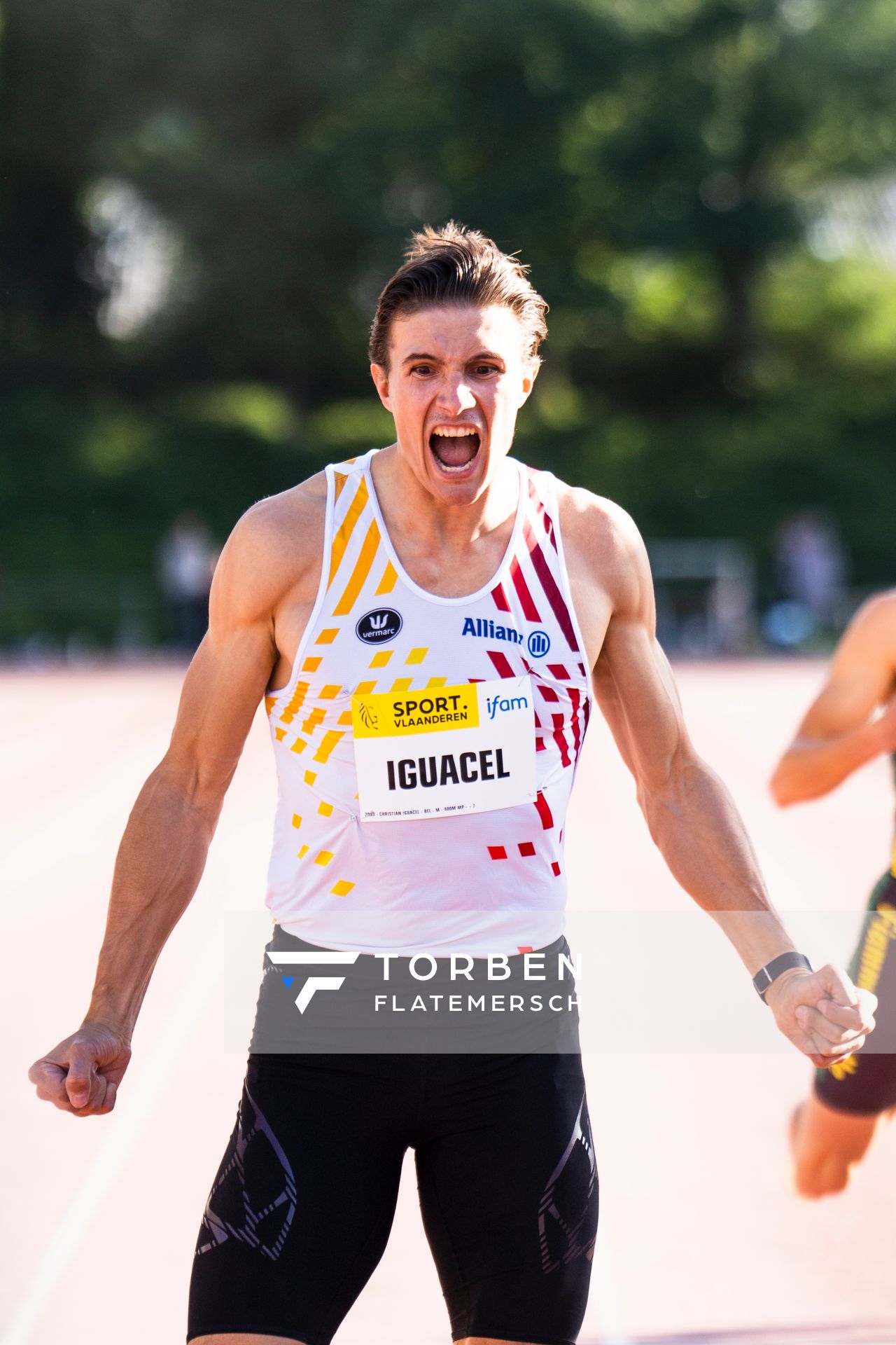Christian Iguacel (AC Lyra) am 28.05.2022 waehrend der World Athletics Continental Tour IFAM Oordegem in Oordegem